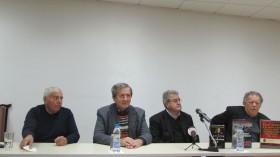 Проф. Васил Николов, акад. Георги Марков, Иван Гранитски и акад. Константин Косев